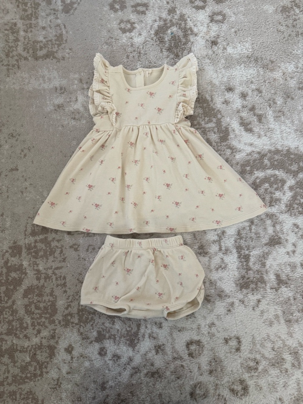 Rylee + Cru Cream Dress with Pink Floral Print